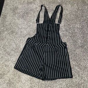 Hot Topic Black and White Striped Shortalls